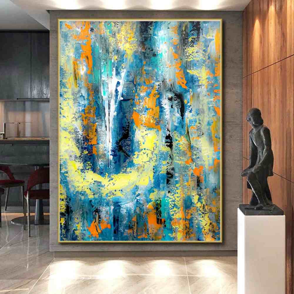 Yellow_Paintings_Blue_Cool_Abstract_Artwork_K77KD wall art